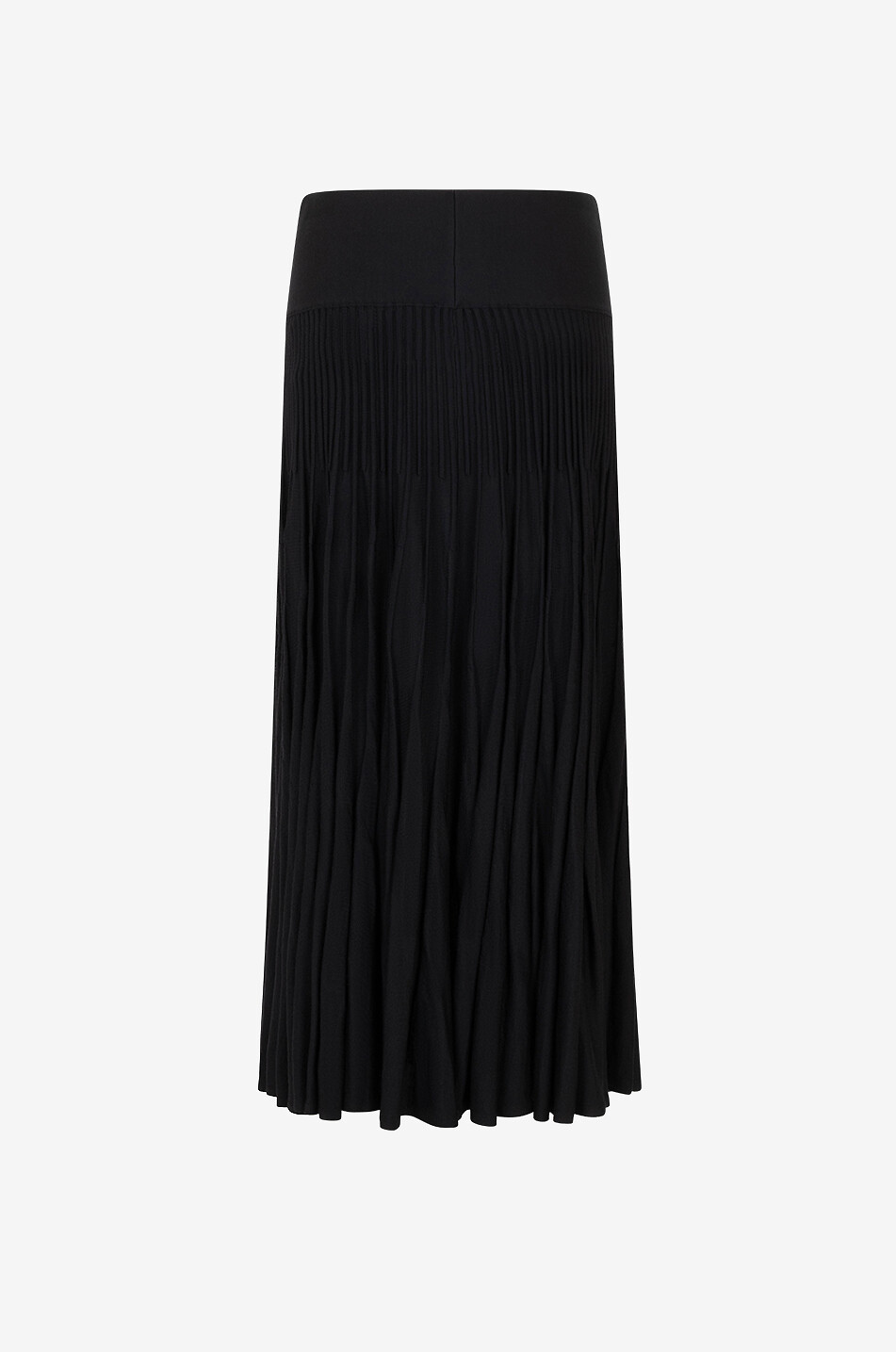 【ALAIA直営店】JUPE EN MAILLE FINE COTELEE pleated knit flowing skirt indigo | Molli