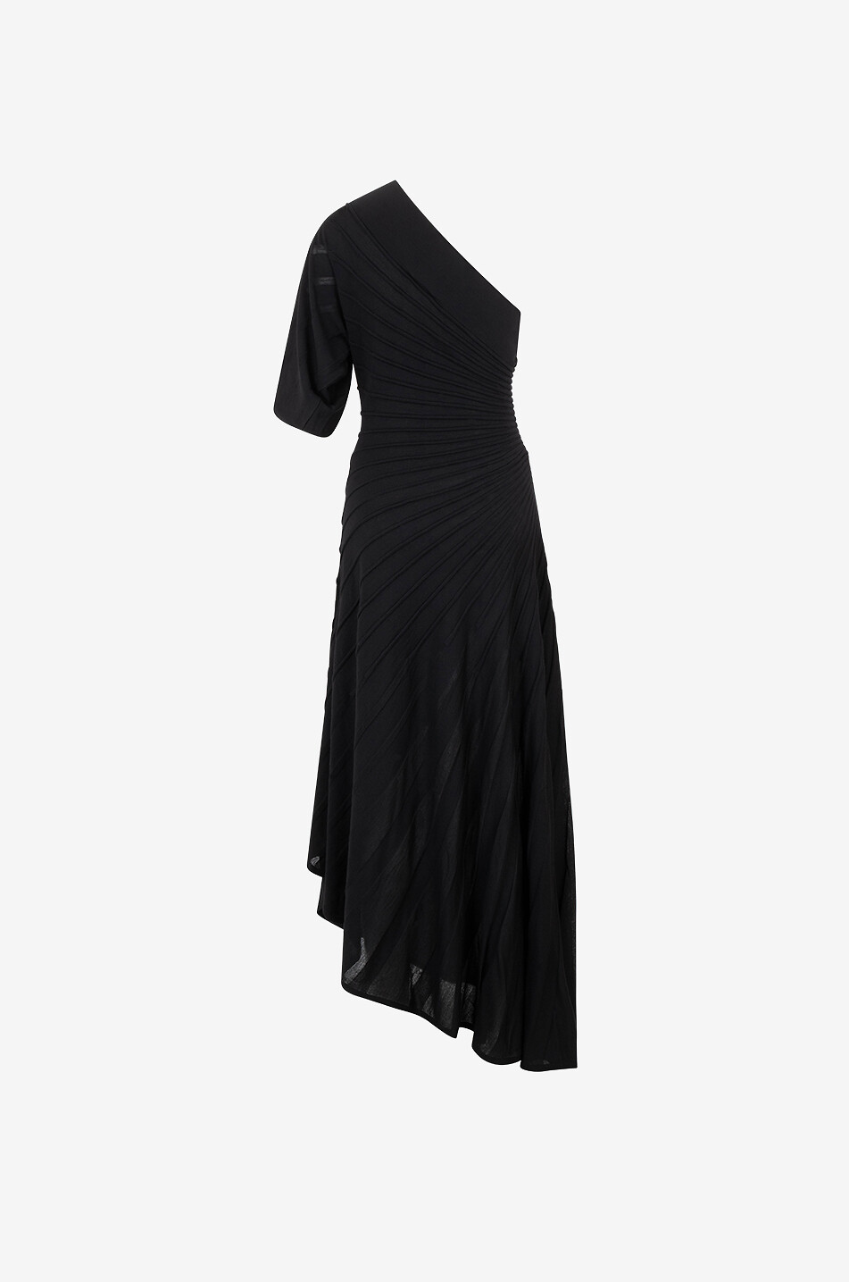 ALAÏA Robe asymétrique à épaule dénudée en maille Ottoman Femme NOIR 2