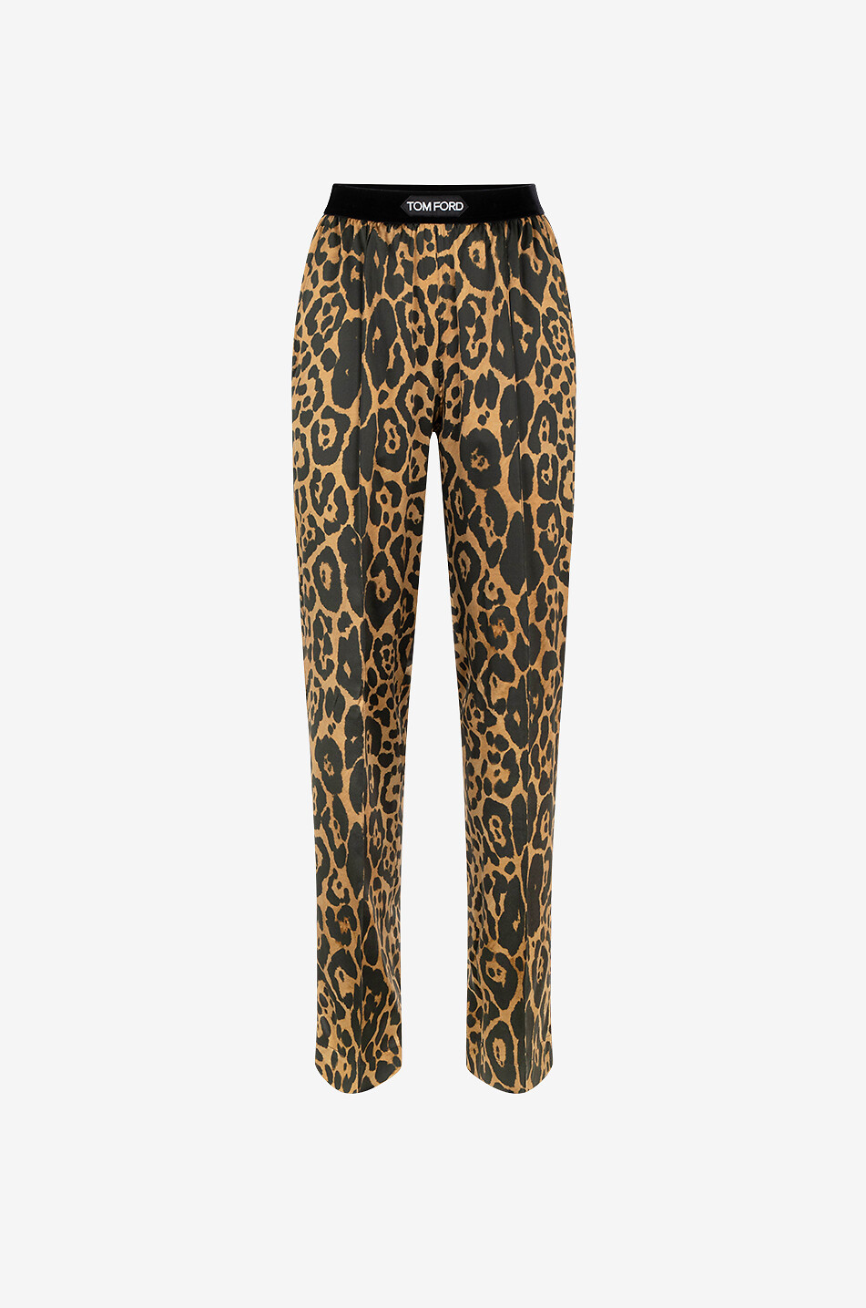 TOM FORD Pantalon en satin imprimé léopard PJ Femme CAMEL 1