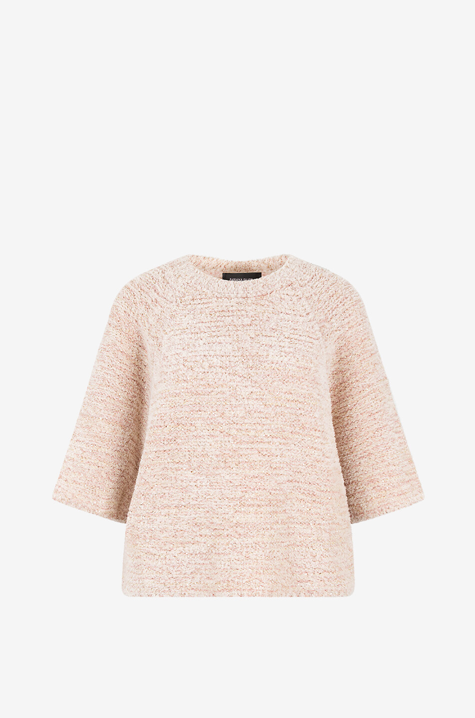 FABIANA FILIPPI Sequinned bouclé knit poncho jumper Women LIGHT PINK 1