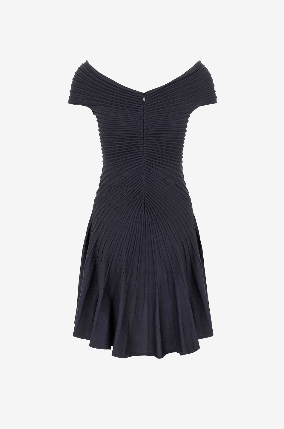 ALAÏA Robe patineuse en maille à rayures 3D Femme GRIS FONCÉ 2