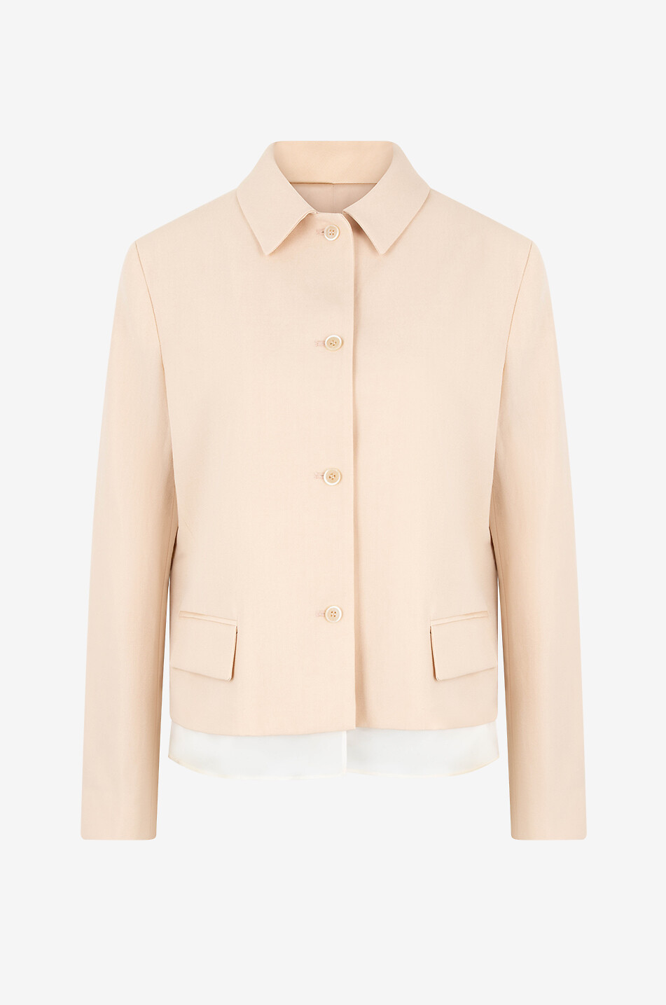 Boxy-Kostümjacke aus Wollmix-Canvas mit Organzaborte