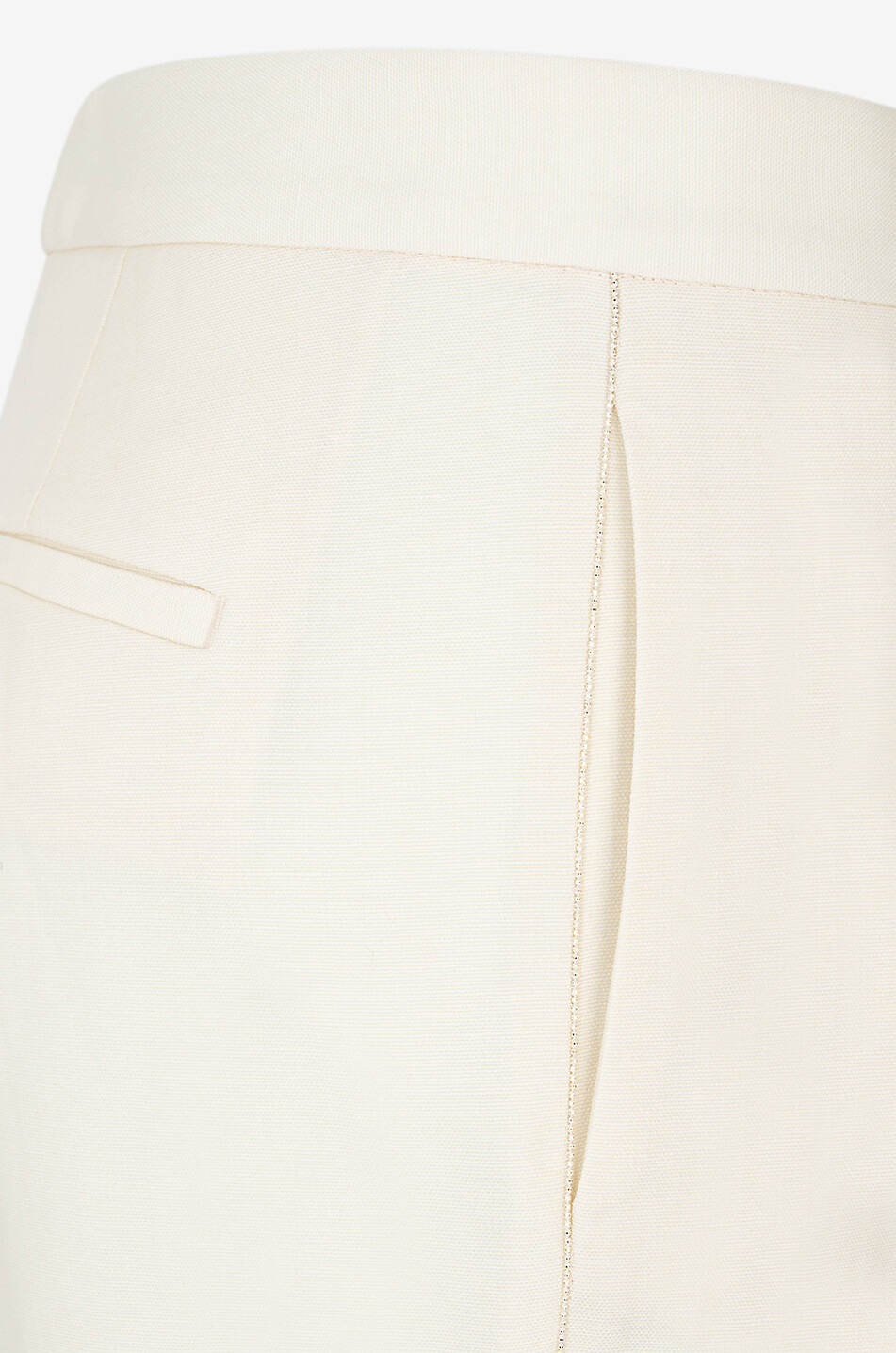 Pantalon droit raccourci en toile de laine et lin Montefalco Filo Diamanté
