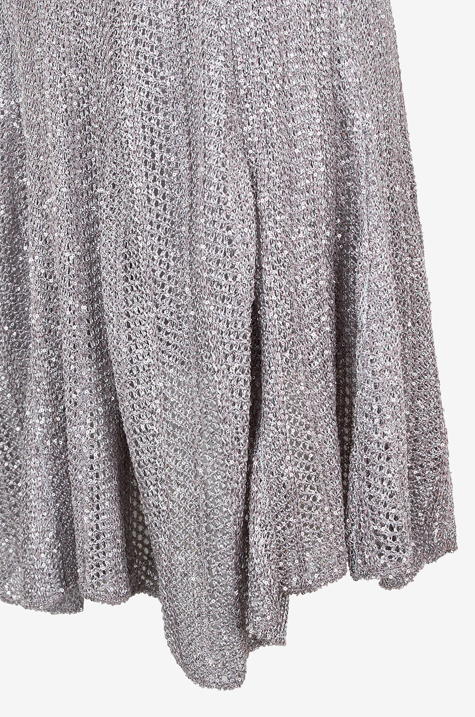 ALAÏA Sequinned openwork knit flared short dress Women GREY 3