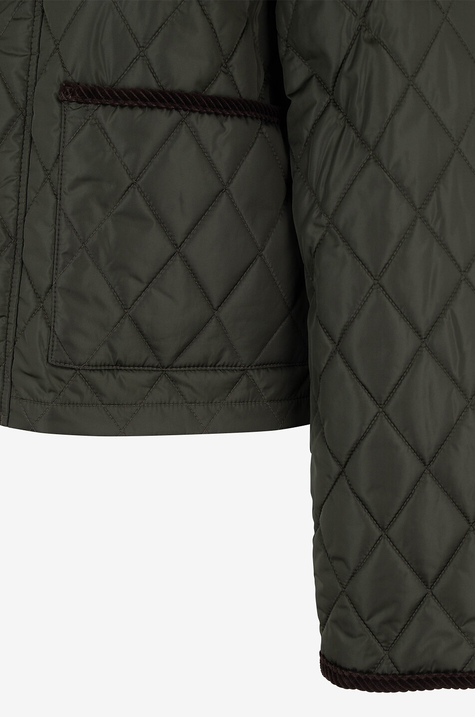 BURBERRY Veste matelassée courte en nylon et velours côtelé Femme VERT 3
