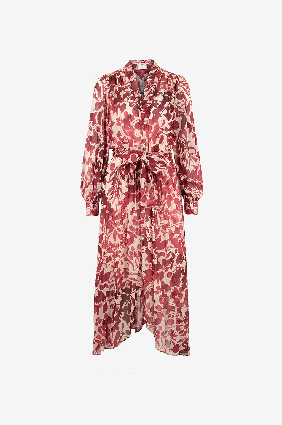 FORTE FORTE Robe midi en coton et soie Nuages Fleuries Femme ROUGE 1