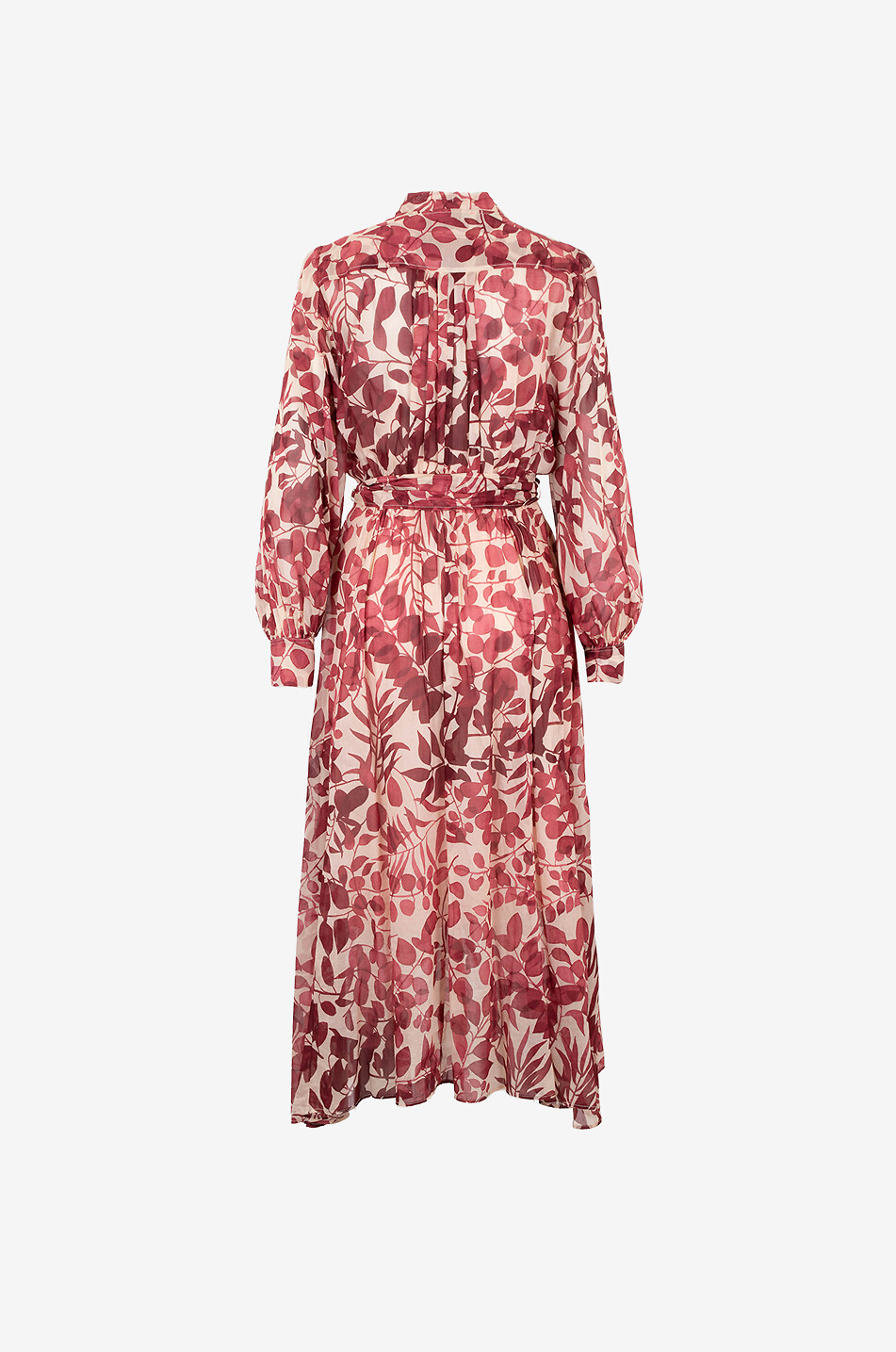 FORTE FORTE Robe midi en coton et soie Nuages Fleuries Femme ROUGE 2