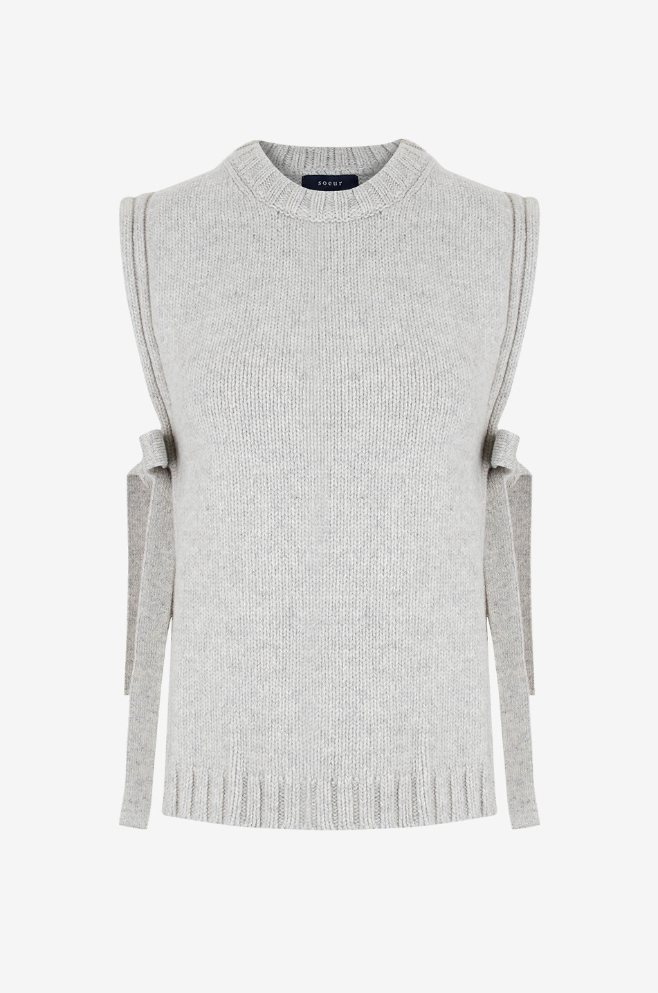 SOEUR Pull sans manches en laine vierge Uzel Femme GRIS CLAIR 1