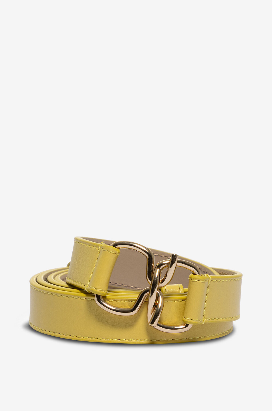 Slim smooth leather belt with crossover buckle - 20 mm