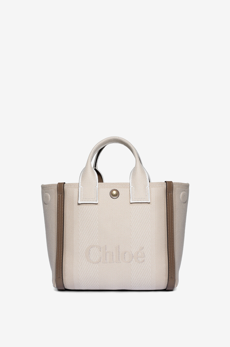 CHLOE Carry Small jacquard and leather tote bag Women BEIGE 1