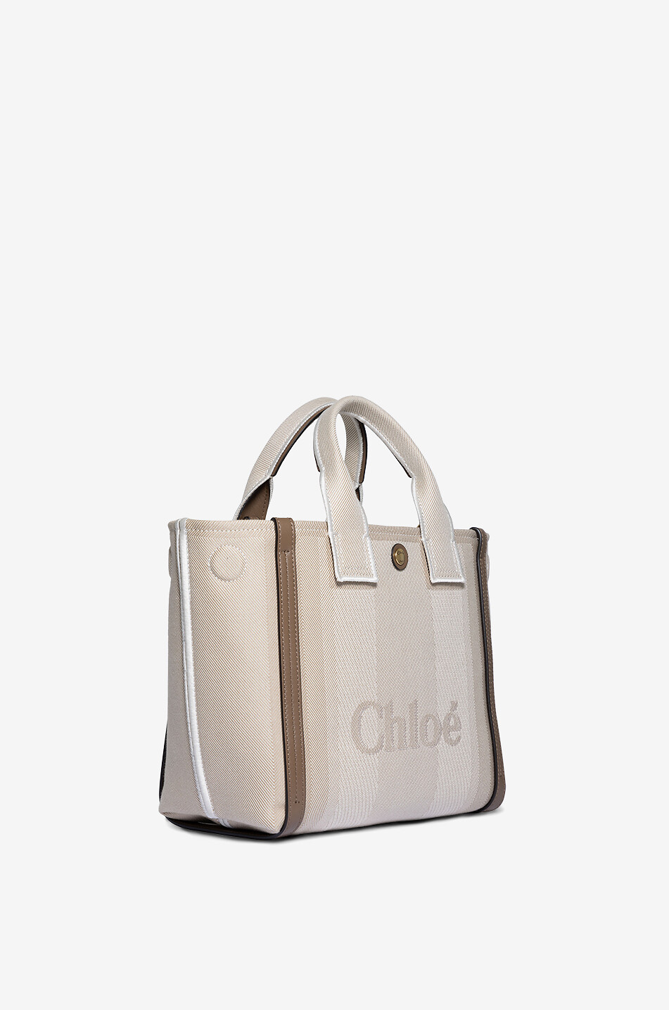 CHLOE Carry Small jacquard and leather tote bag Women BEIGE 2