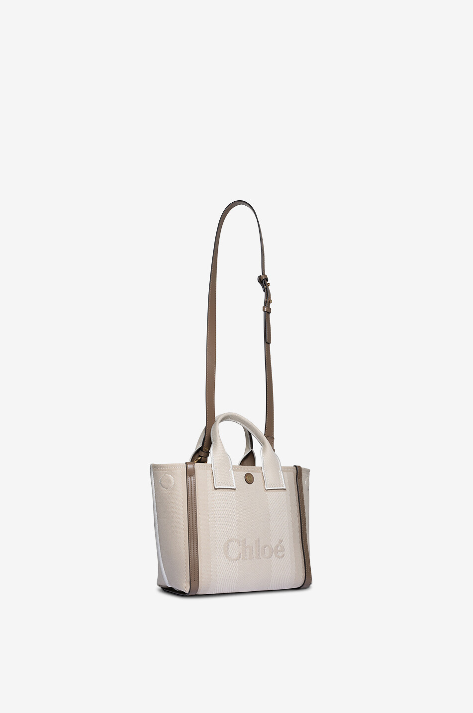 CHLOE Carry Small jacquard and leather tote bag Women BEIGE 5