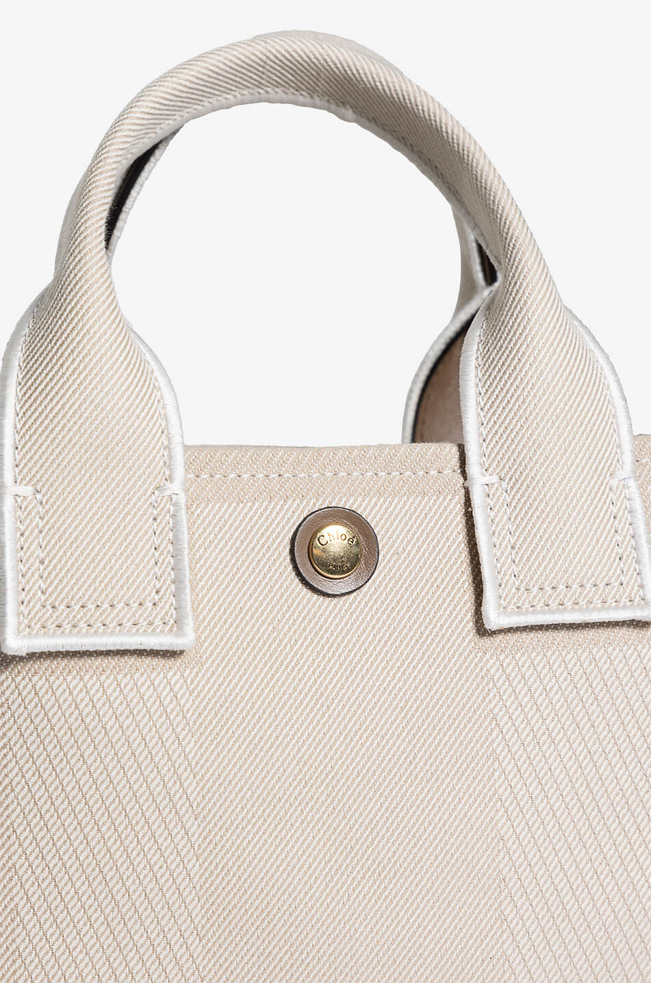 CHLOE Carry Small jacquard and leather tote bag Women BEIGE 6