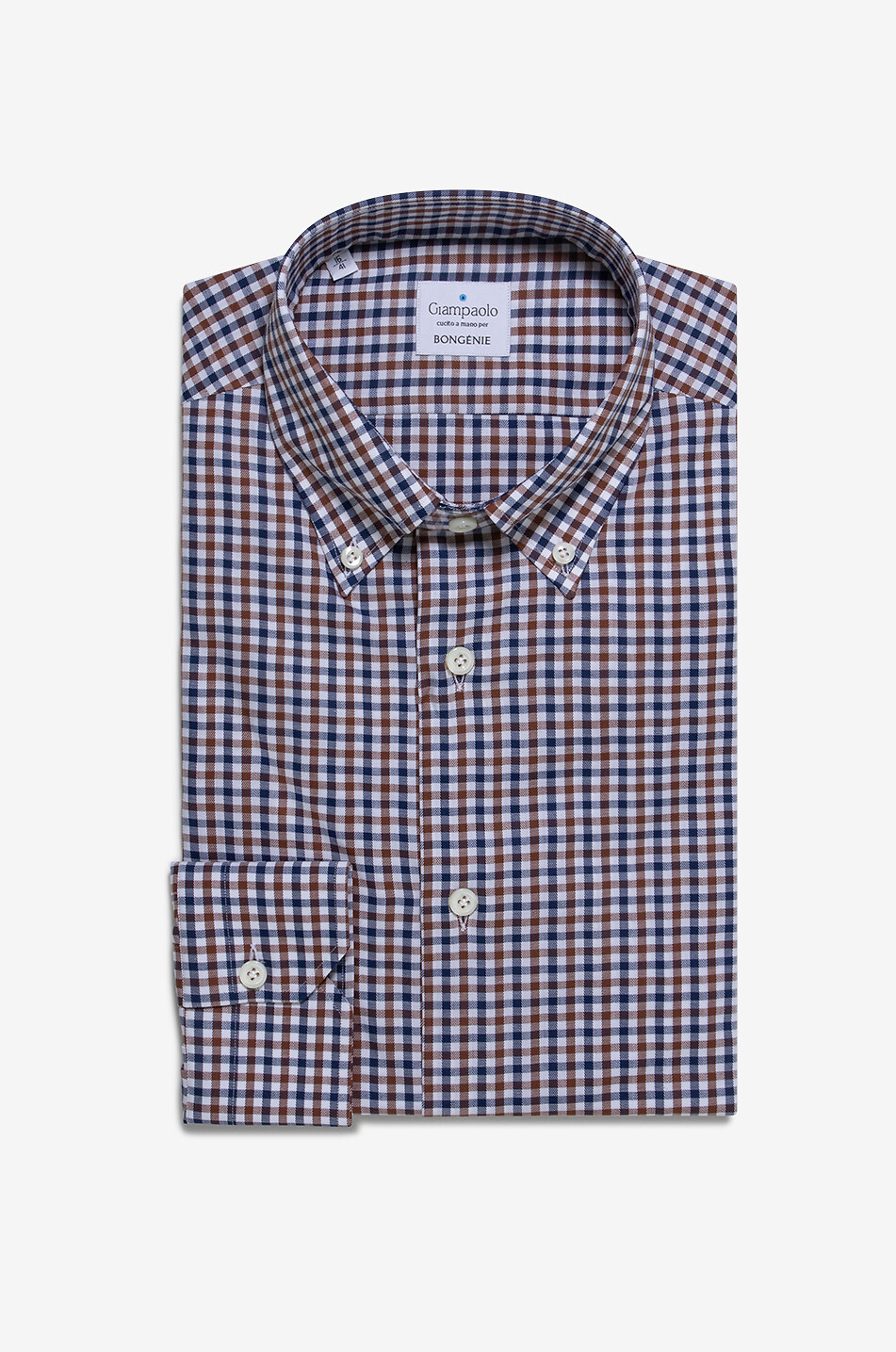 GIAMPAOLO Baumwollhemd mit zweifarbigen Vichykaros Herren MITTELBRAUN 1