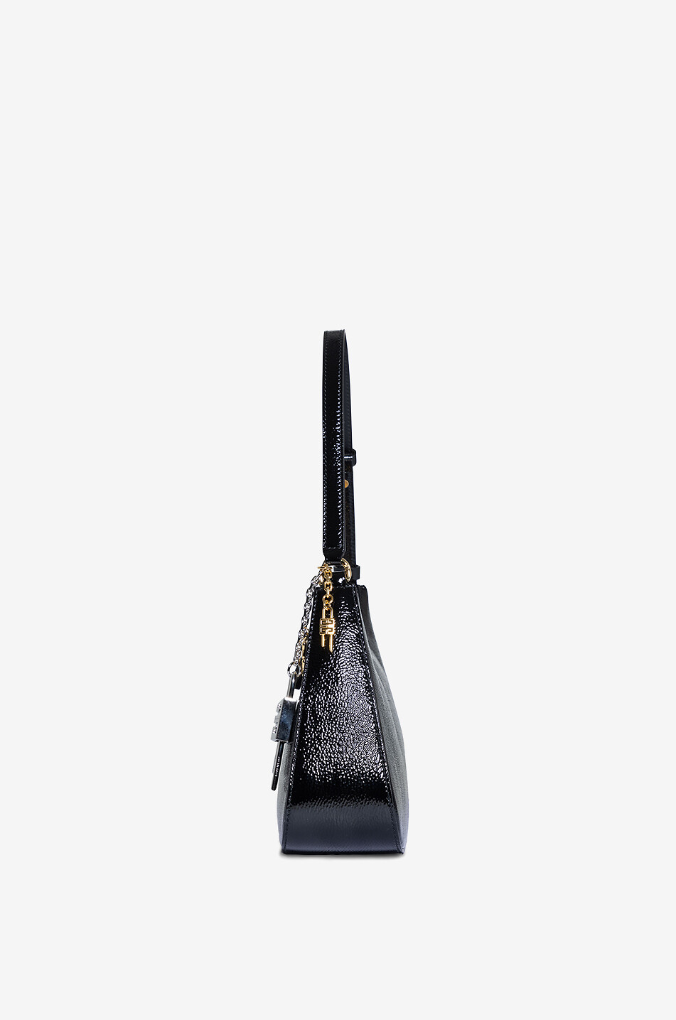 GIVENCHY Lucky Lock Small grained patent leather shoulder bag Women BLACK 4