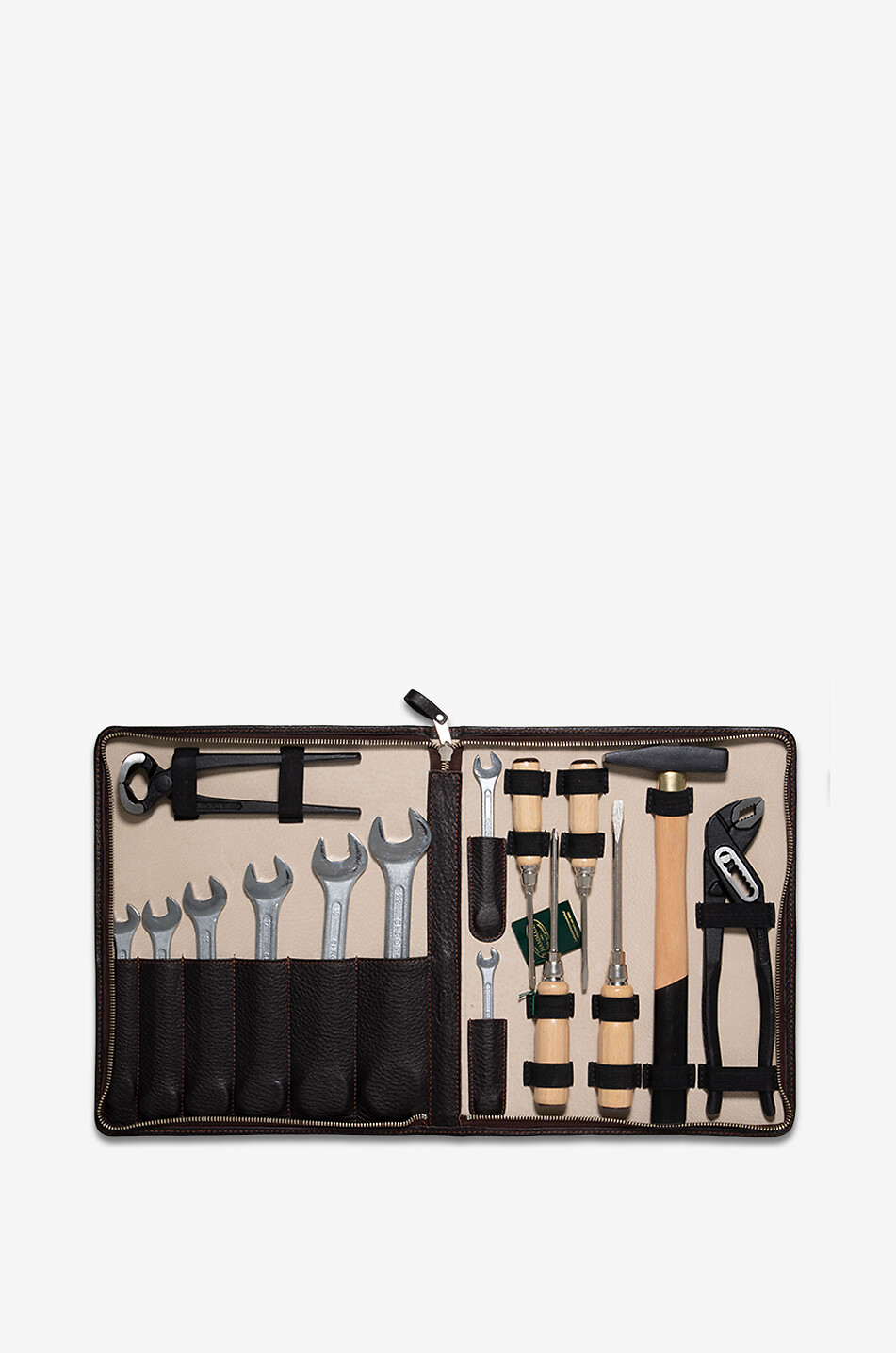 F. HAMMANN Grosses Werkzeitset im Etui aus genarbtem Leder Herren DUNKELBRAUN 3