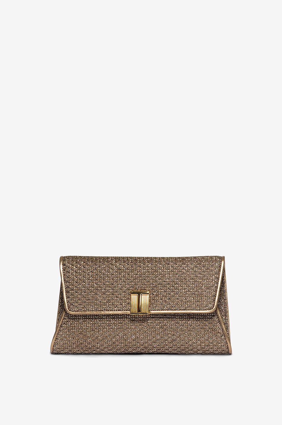 TOM FORD Nobile diamond textured Lurex and metallic leather clutch Women GOLDEN 1