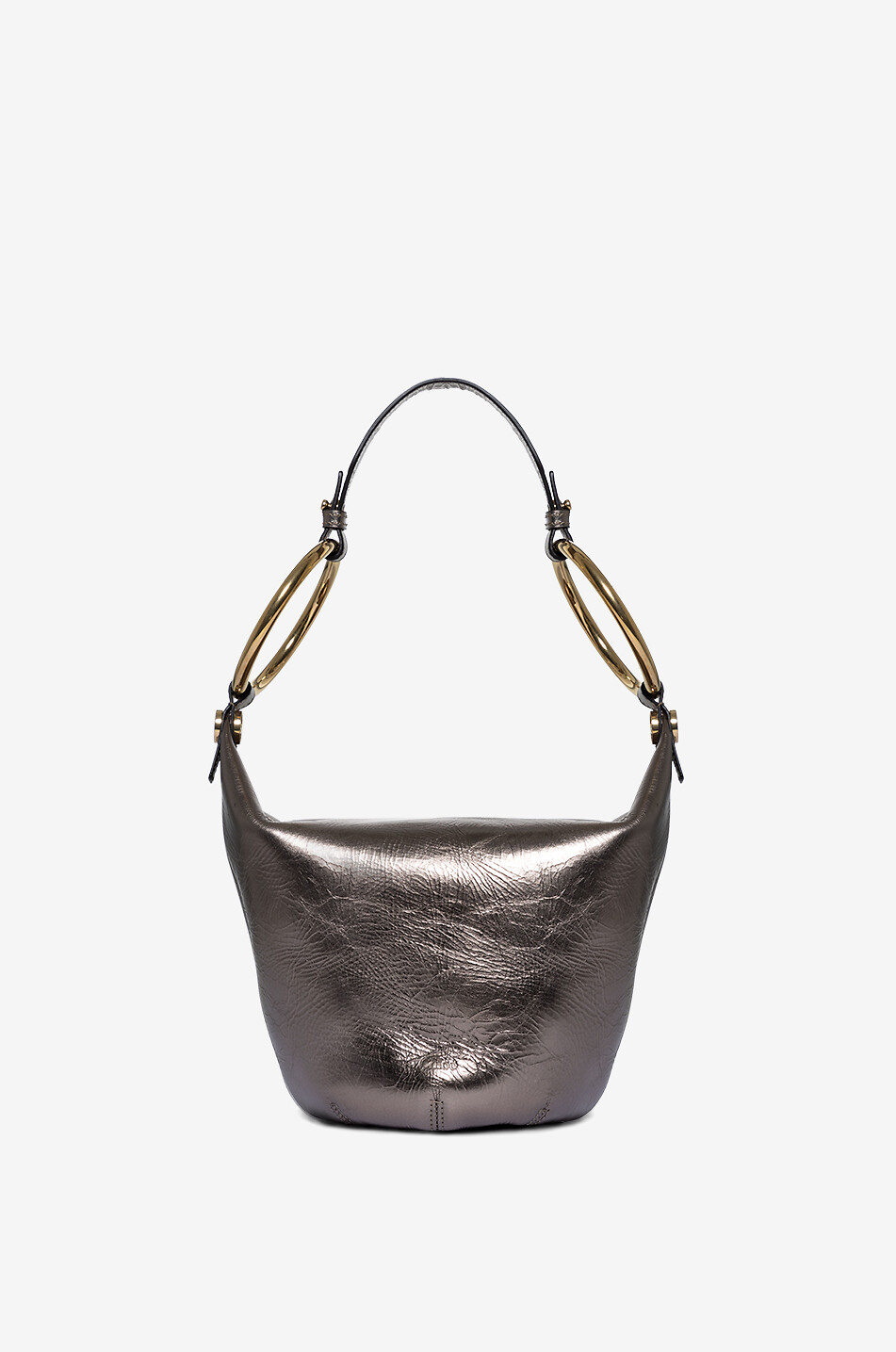 CHLOE Bracelet Small cracked metallic leather shoulder bag Women GREY 1