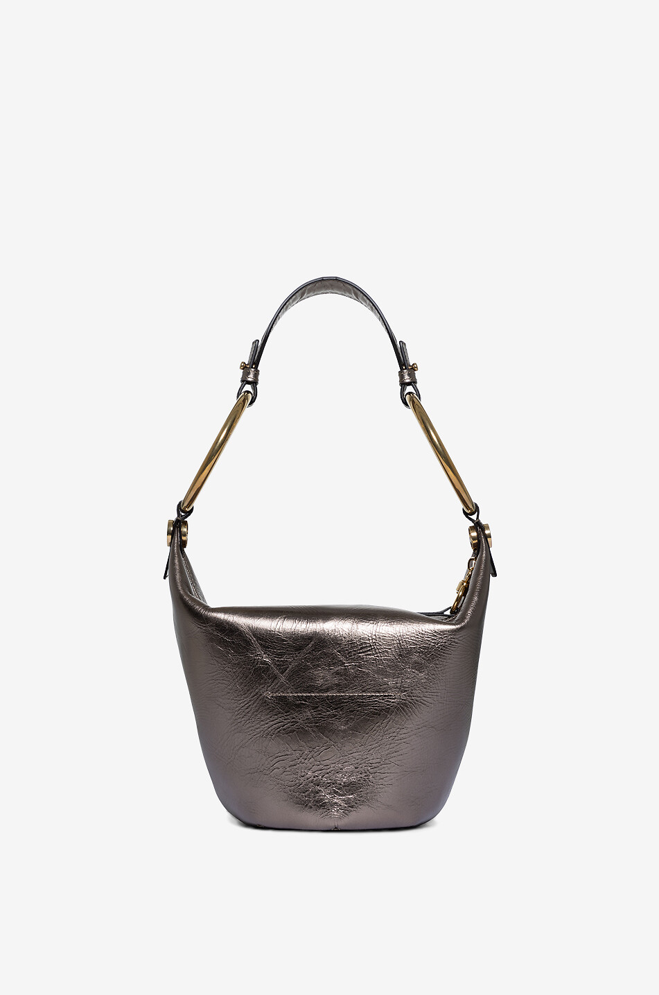 CHLOE Bracelet Small cracked metallic leather shoulder bag Women GREY 3