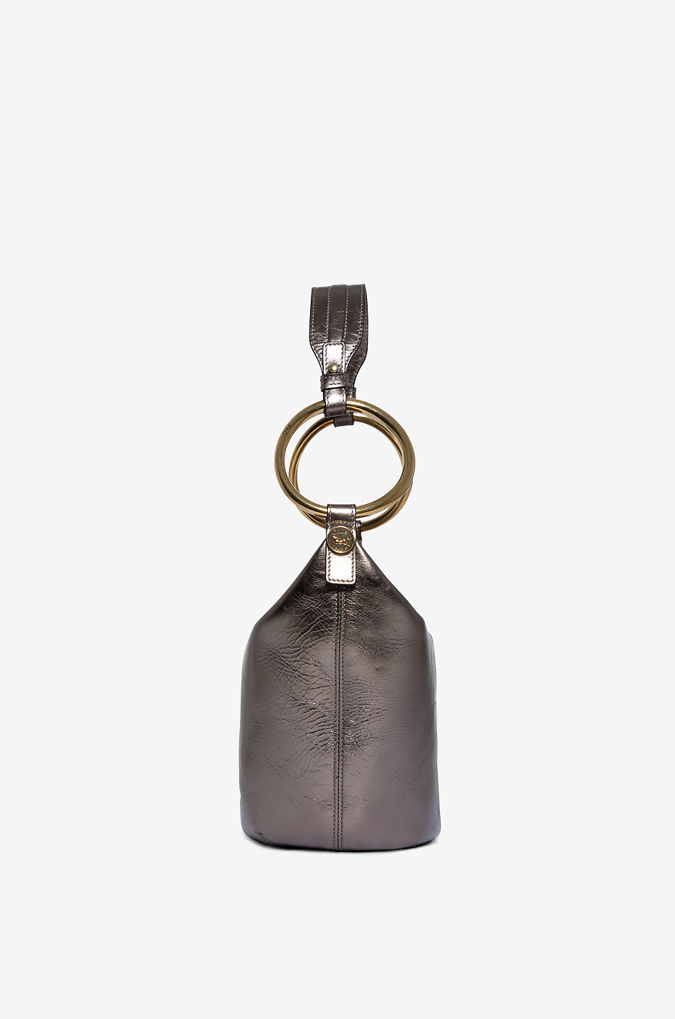 CHLOE Bracelet Small cracked metallic leather shoulder bag Women GREY 4