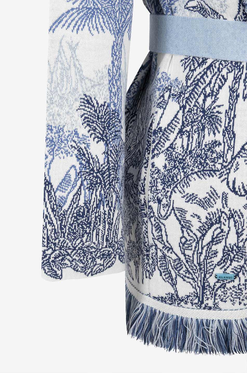ALANUI Jungle Toile de Jouy wool cotton and silk cardigan Women BLUE 3