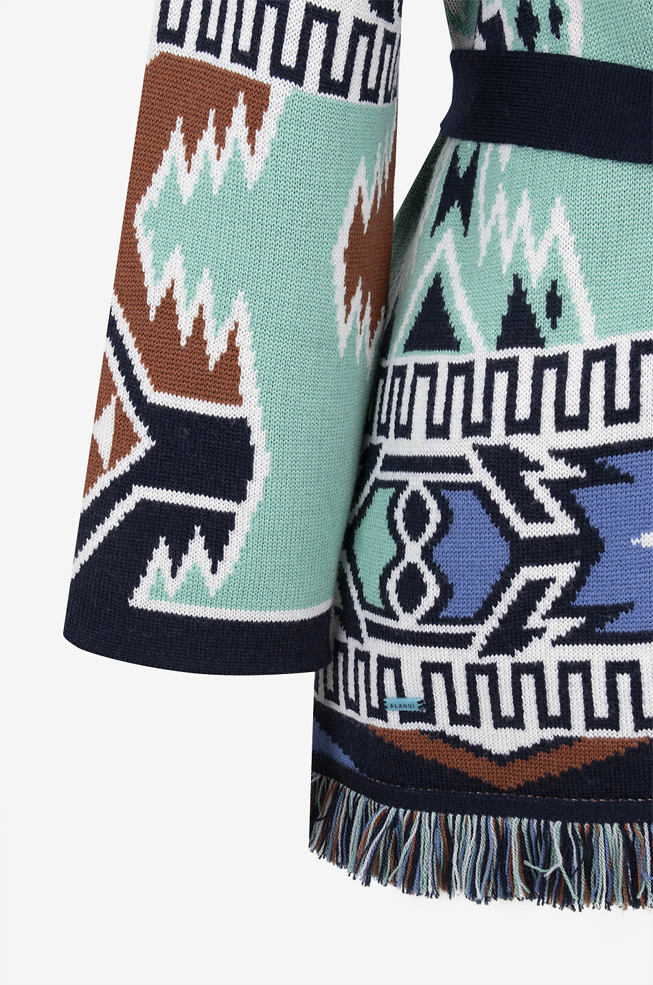 Geometric Roots virgin wool cardigan