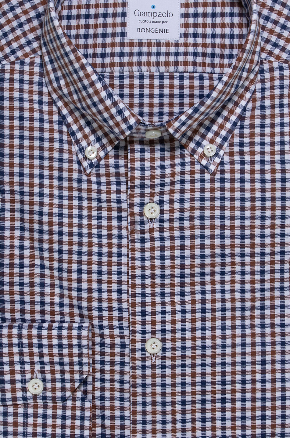 GIAMPAOLO Baumwollhemd mit zweifarbigen Vichykaros Herren MITTELBRAUN 2