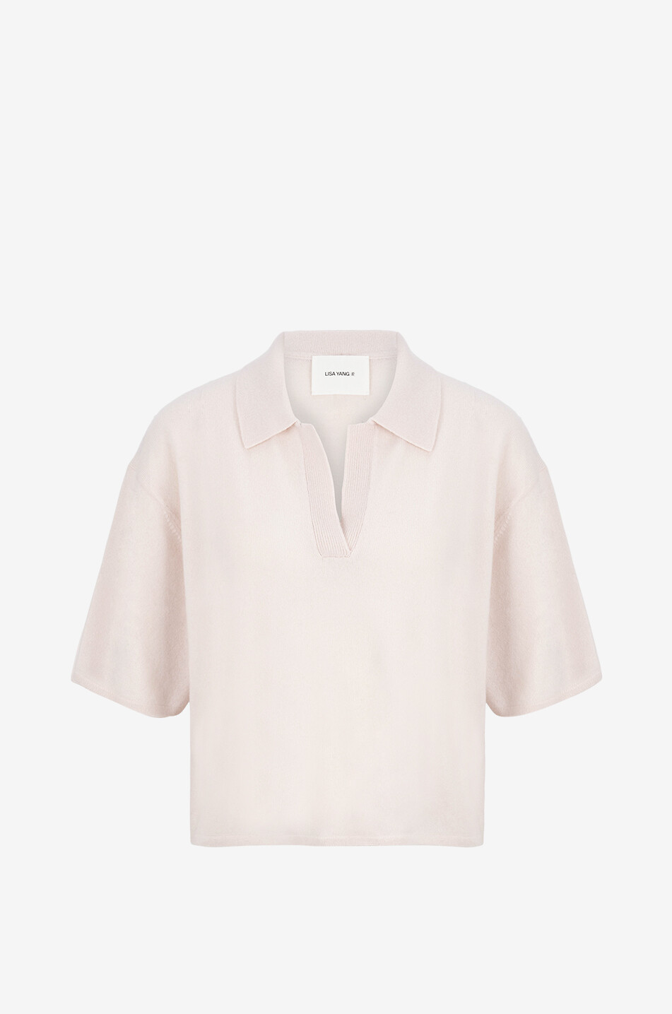 LISA YANG Neela cashmere three-quarter sleeves polo shirt Women LIGHT PINK 1