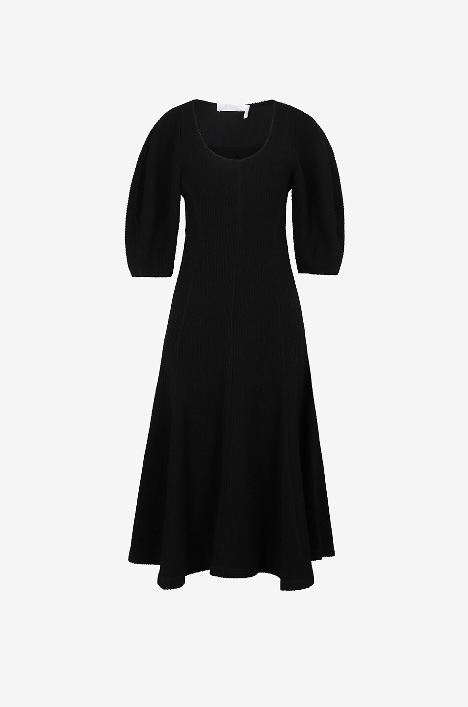 CHLOE Midilanges Rippstrick-Korsett-Kleid Damen SCHWARZ 1