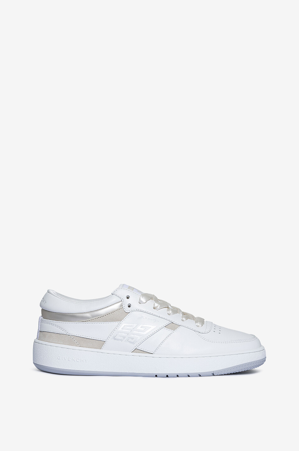 GIVENCHY Baskets basses à lacets en cuir et daim 4G Femme BLANC CASSE 2