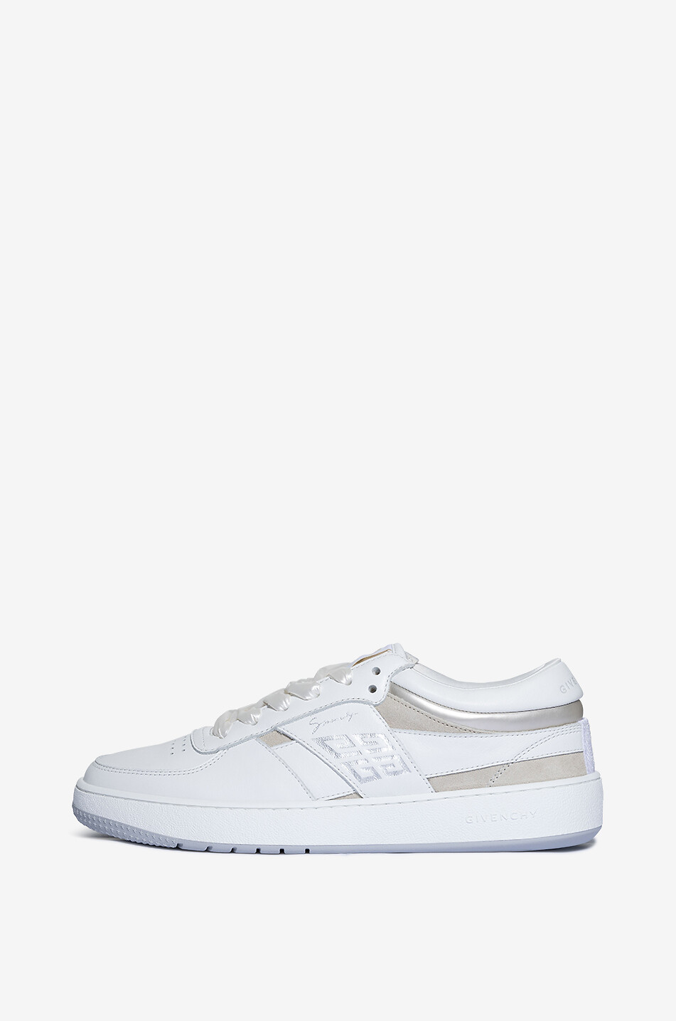 GIVENCHY Baskets basses à lacets en cuir et daim 4G Femme BLANC CASSE 3