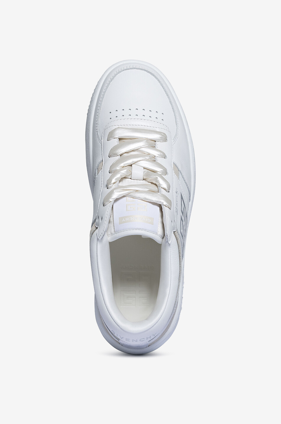 GIVENCHY Baskets basses à lacets en cuir et daim 4G Femme BLANC CASSE 5
