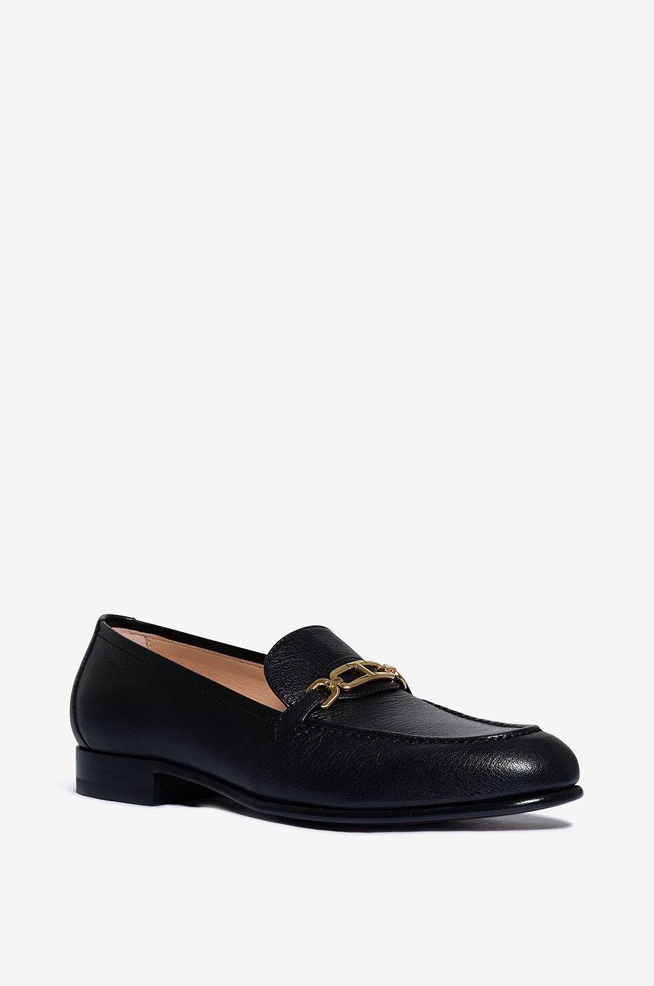Grained goatskin loafers with buckle