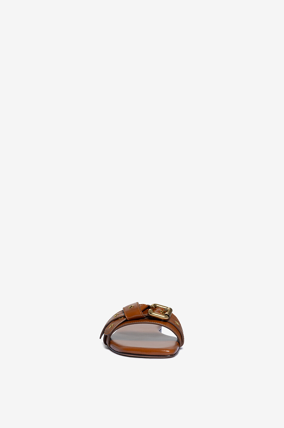 CHLOE Mae smooth leather flat slides with buckle Women BROWN 2