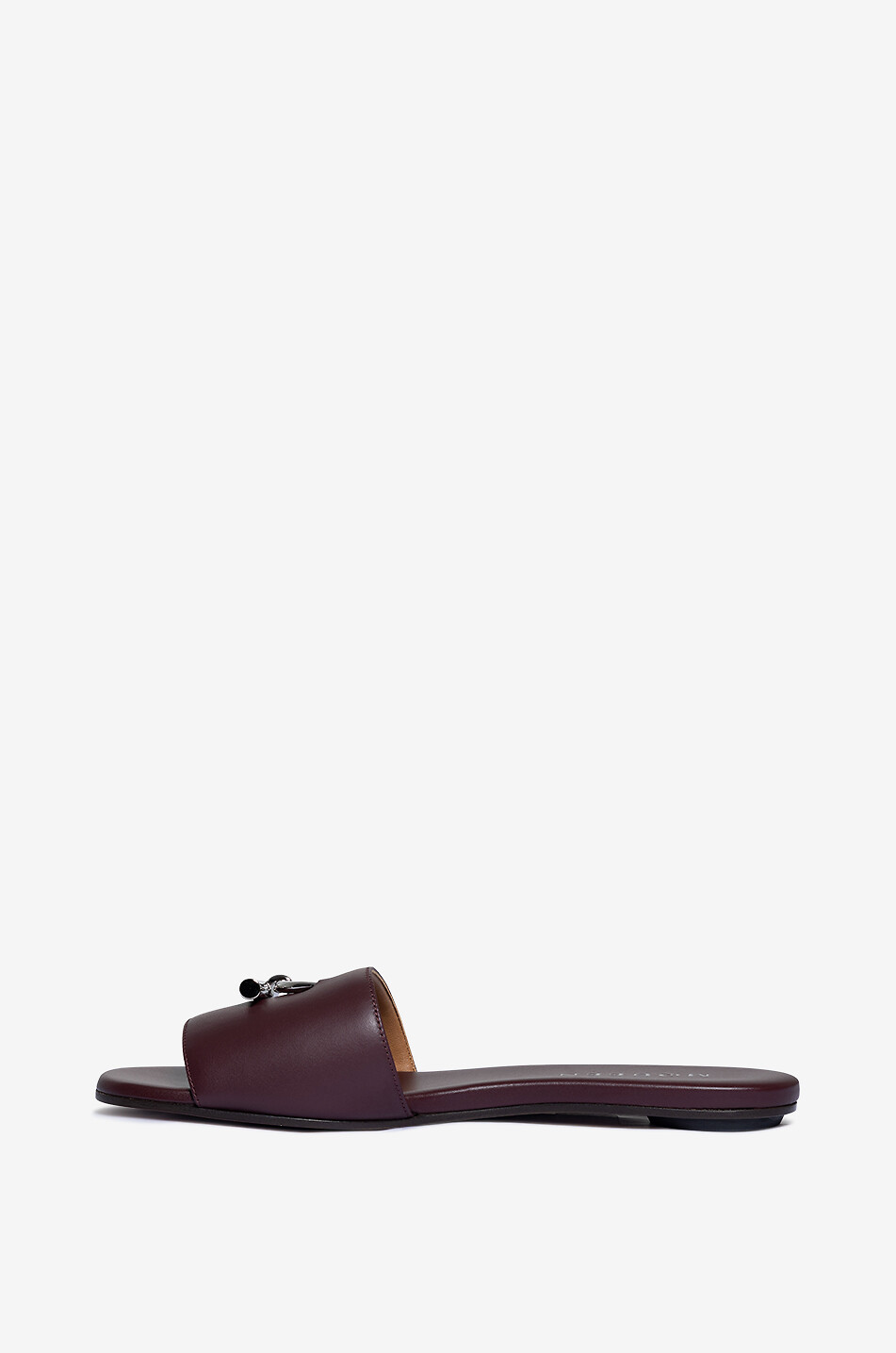 ALEXANDER McQUEEN Flache Glattlederpantoletten T-Bar Damen DUNKELROT 3