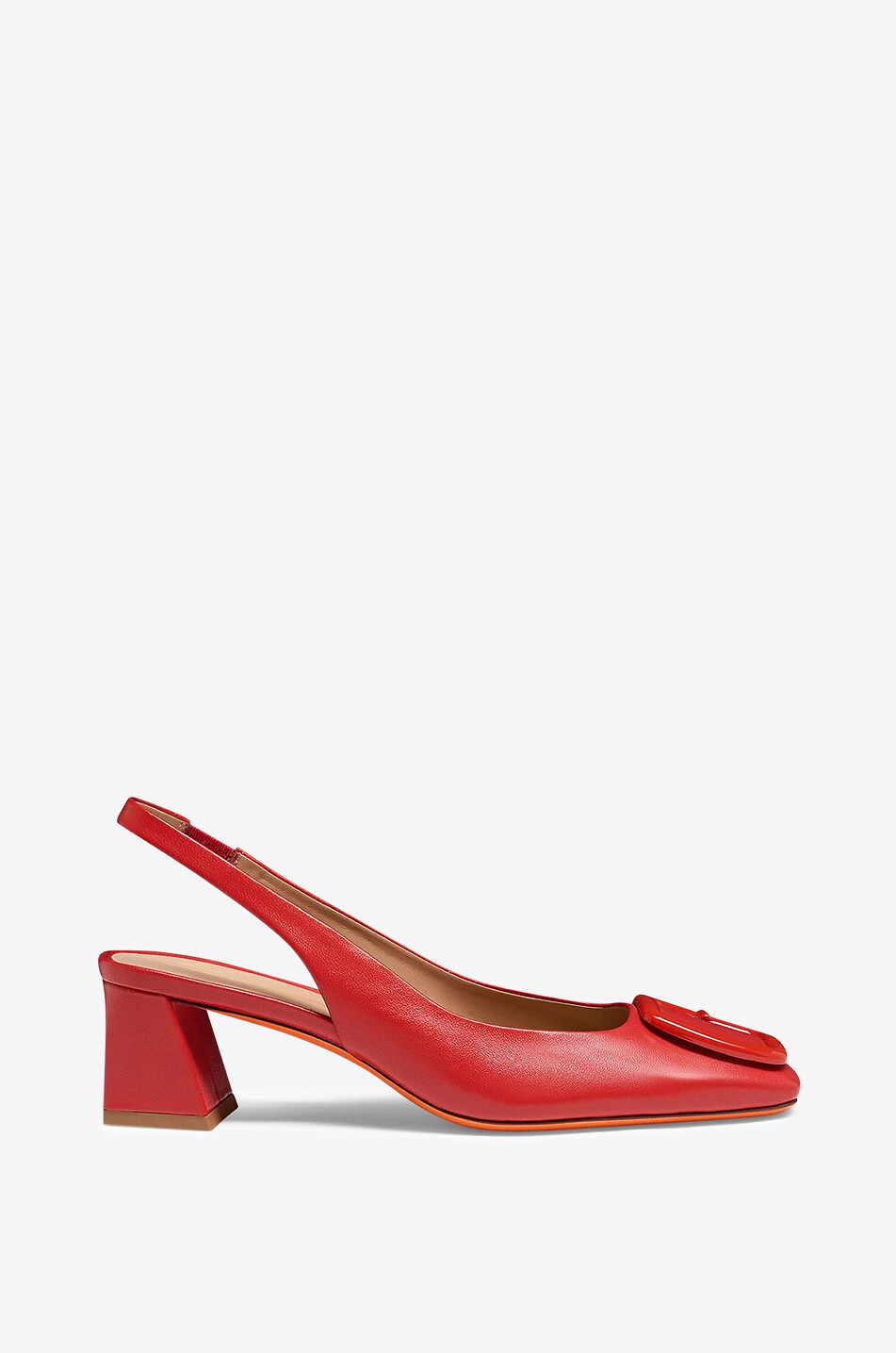 SANTONI 50 buckle detail smooth leather slingback pumps Women RED 1