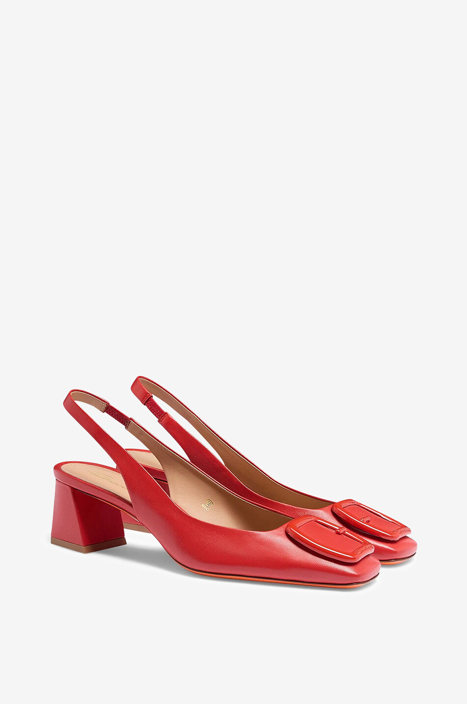 SANTONI 50 buckle detail smooth leather slingback pumps Women RED 2