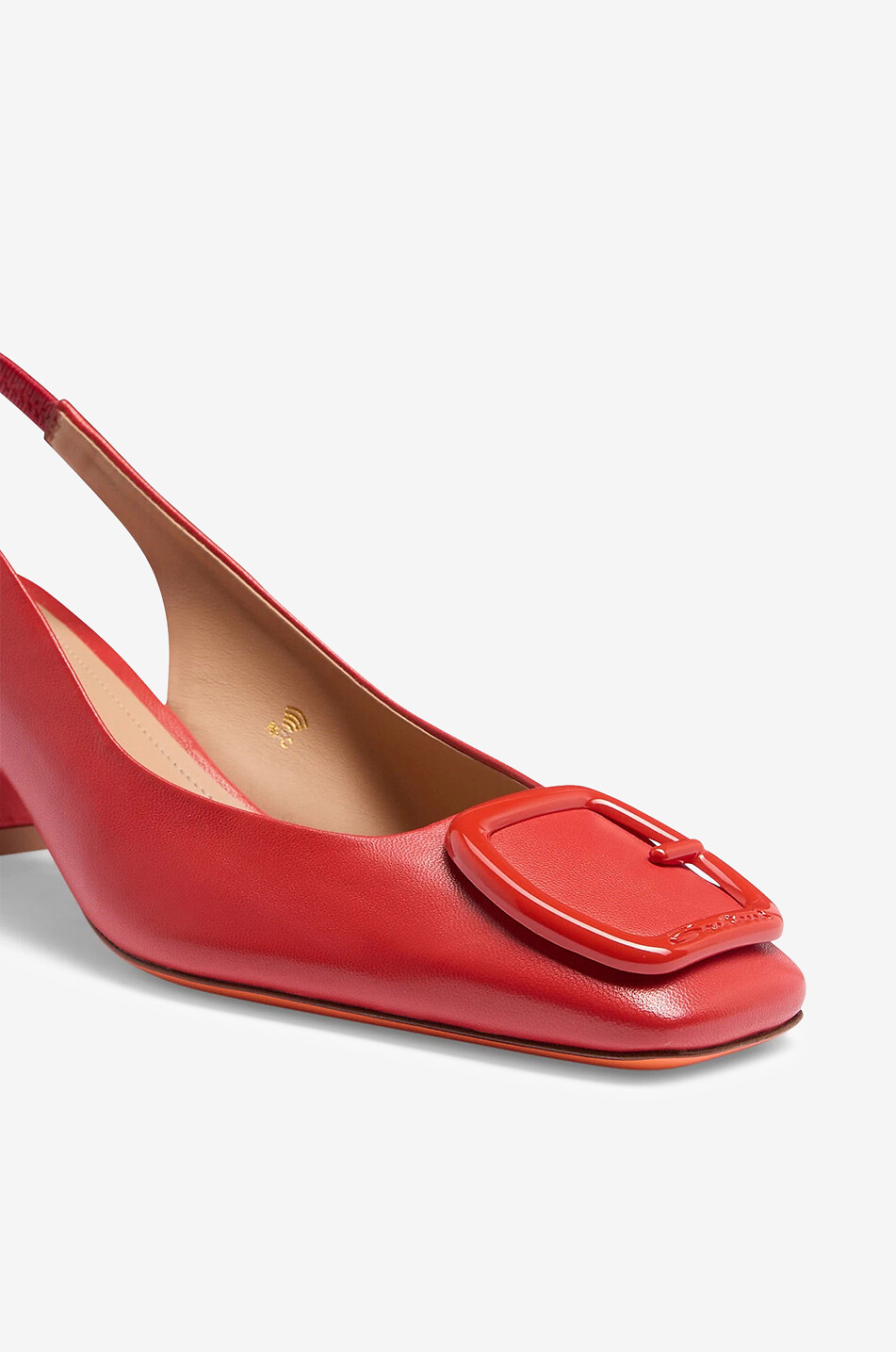 SANTONI 50 buckle detail smooth leather slingback pumps Women RED 5