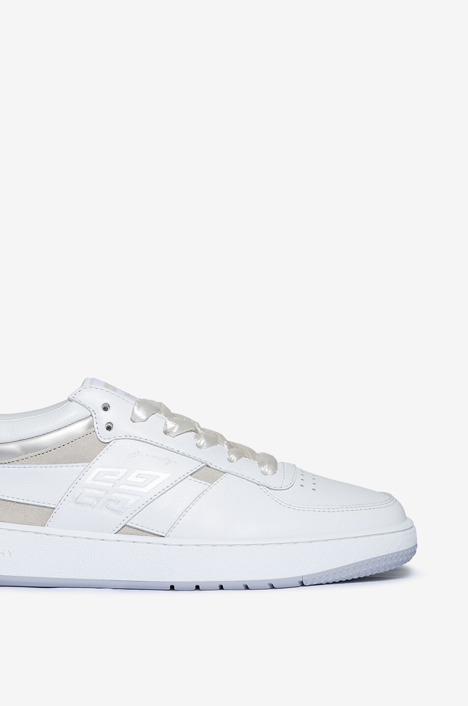 GIVENCHY Baskets basses à lacets en cuir et daim 4G Femme BLANC CASSE 4