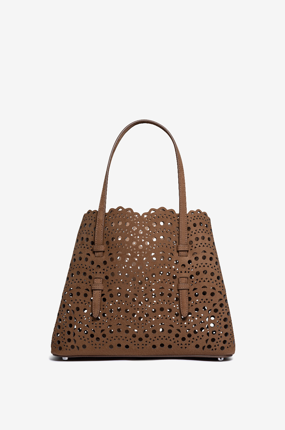 ALAÏA Mina 25 Vienne Vague perforated nubuck leather tote bag Women BROWN 1