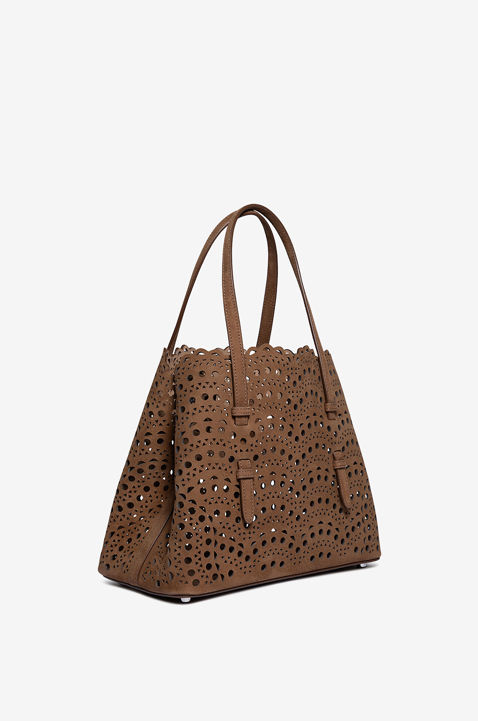 ALAÏA Mina 25 Vienne Vague perforated nubuck leather tote bag Women BROWN 2