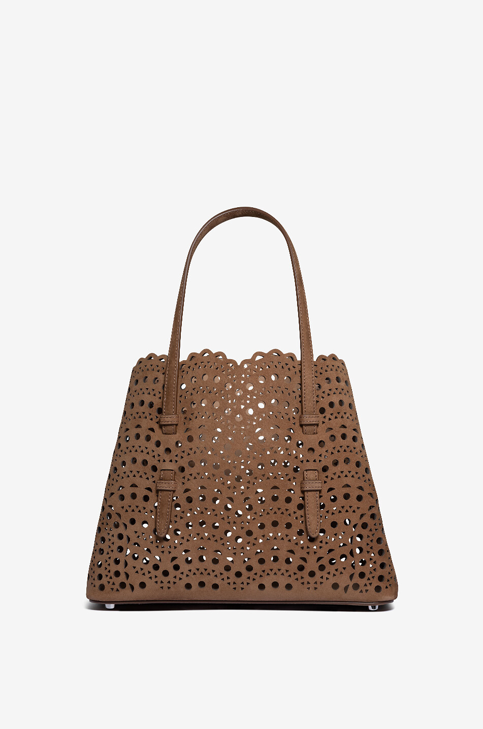 ALAÏA Mina 25 Vienne Vague perforated nubuck leather tote bag Women BROWN 3