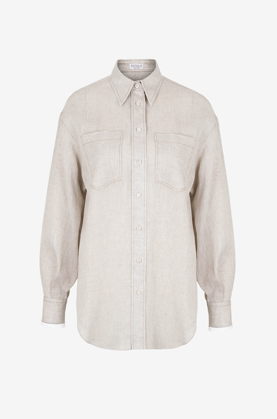 Weites Leinenhemd mit Steppnähten Monili