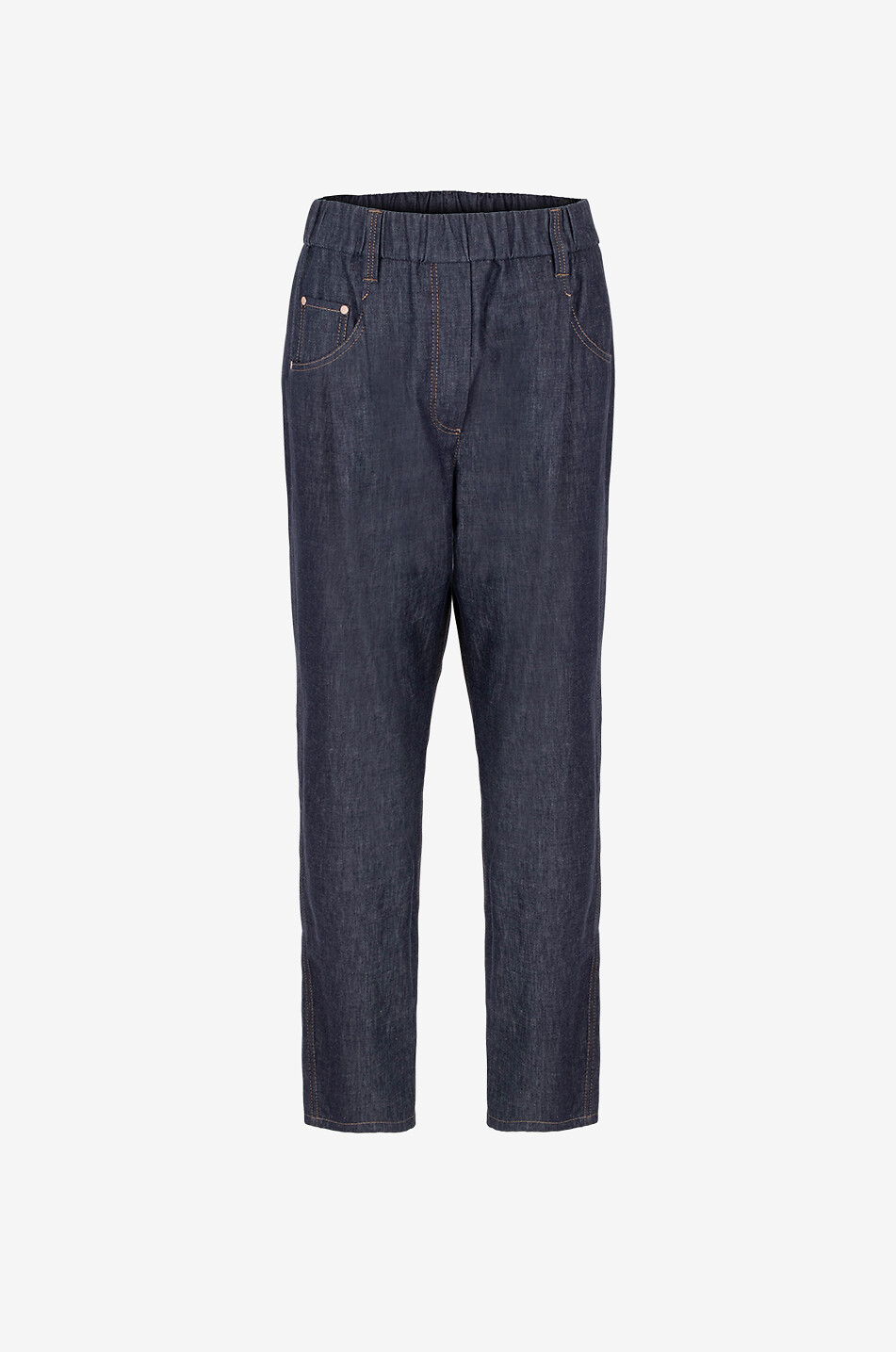 BRUNELLO CUCINELLI Bundfaltenhose aus leichtem dunklem Denim Monili Damen BLAU 1