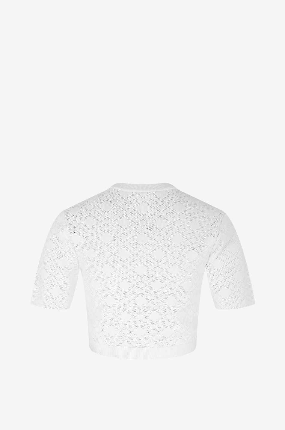GIVENCHY Pull raccourci ajouré à manches courtes Monogram 72 Jacquard Femme BLANC 2