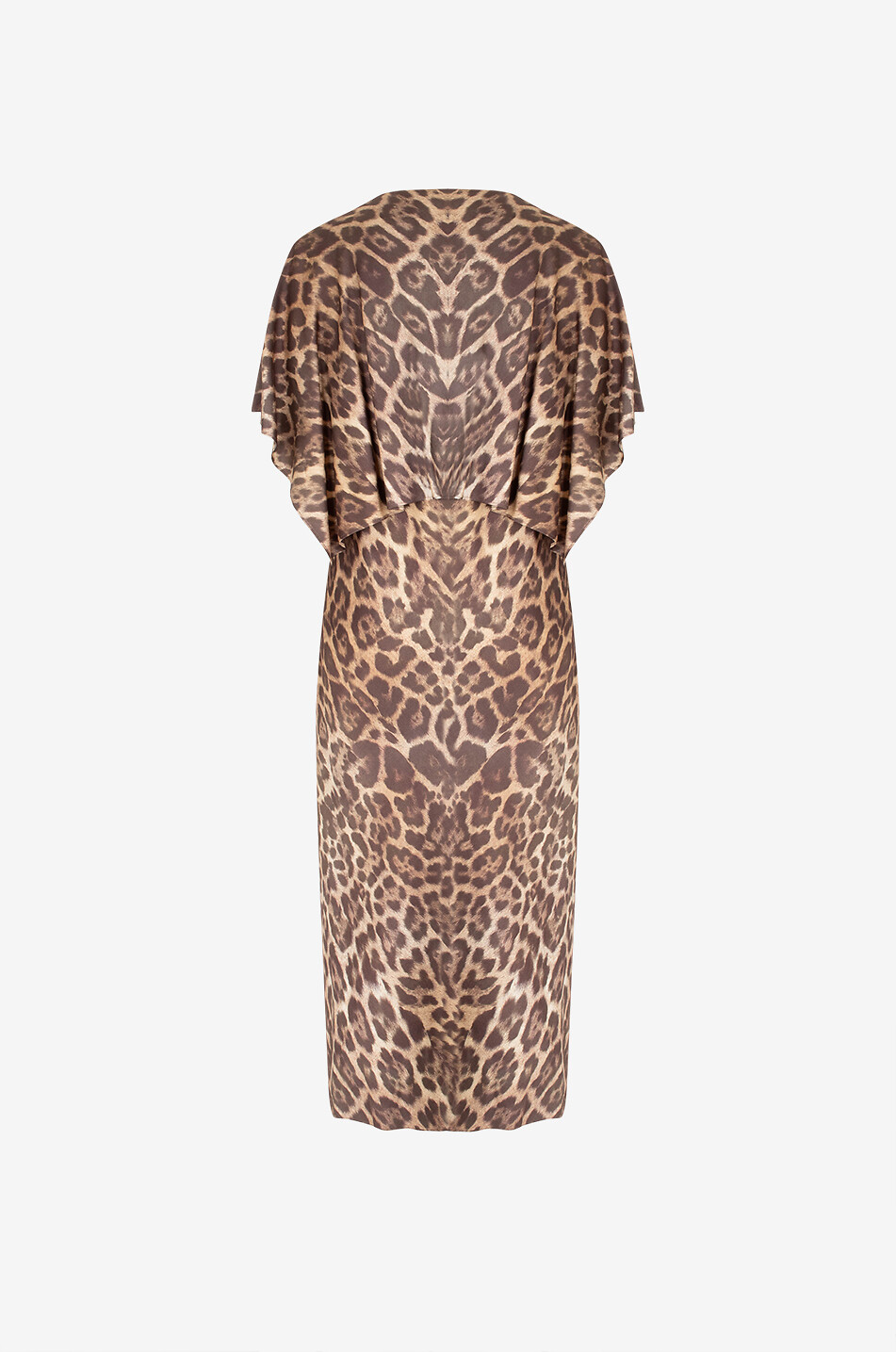 Asymmetrisches Midi-Cape-Kleid Leopard