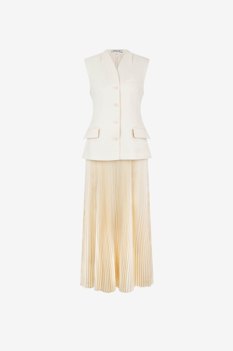 SIMKHAI Ärmelloses Materialmix-Midi-Kleid Georgina Damen WEISS 1