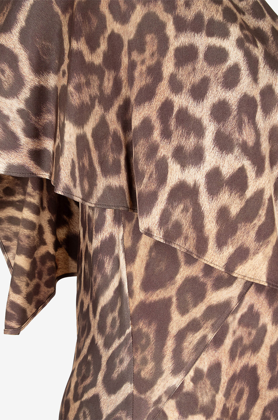 Asymmetrisches Midi-Cape-Kleid Leopard