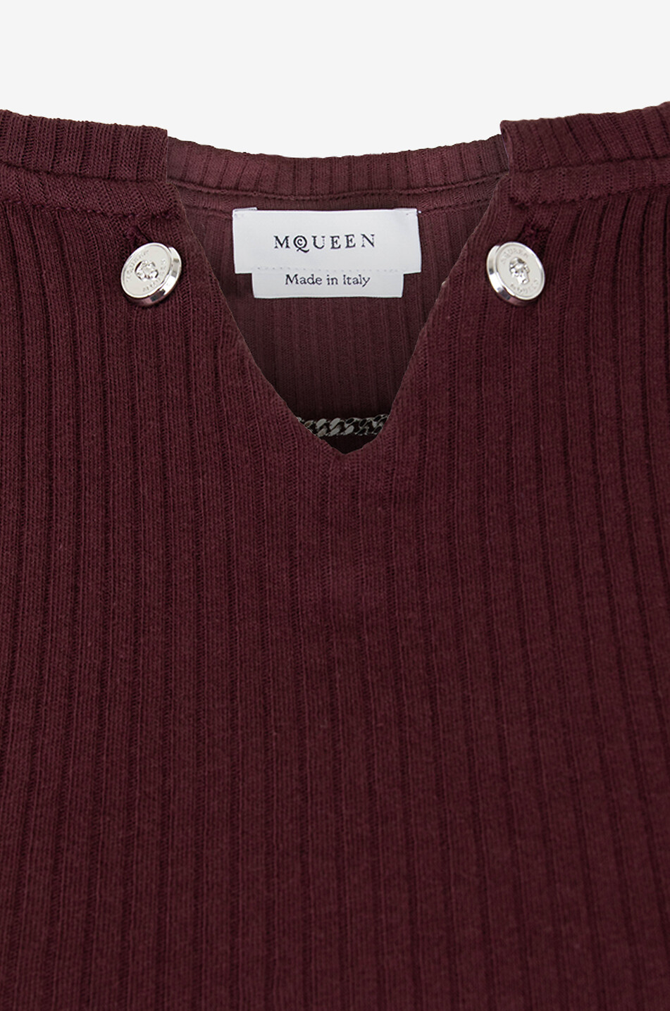 ALEXANDER McQUEEN Skull Chain fitted ribbed cotton top Women DARK RED 3