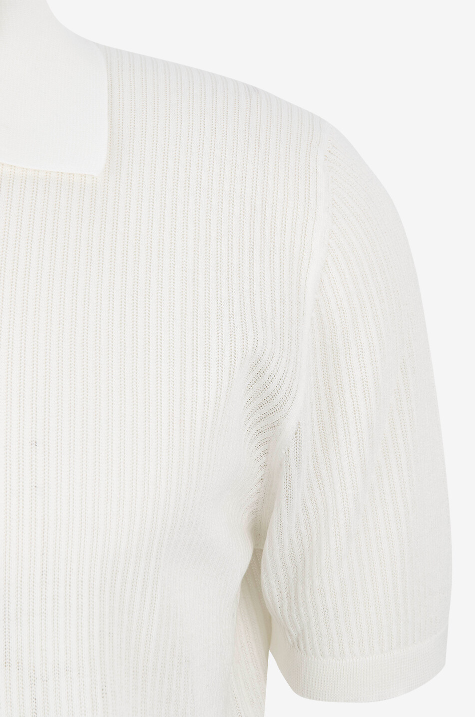 FEDELI Polo côtelé à manches courtes en coton Bambu Homme BLANC CASSE 3